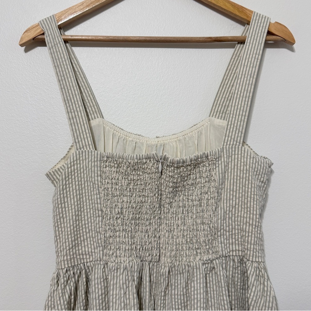 NORALEE BETSY DRESS SIZE SMALL STRIPED SAGE GREEN COTTON COTTAGE CORE MIDI - Picture 7 of 8